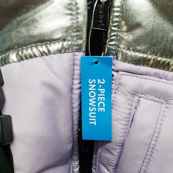 Carters 12M Baby Girls Metallic Silver Lavender Snowsuit Set With Hooded Jacket - Picture 7 of 8